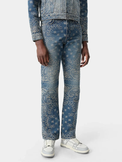 AMIRI BANDANA JACQUARD STRAIGHT JEAN