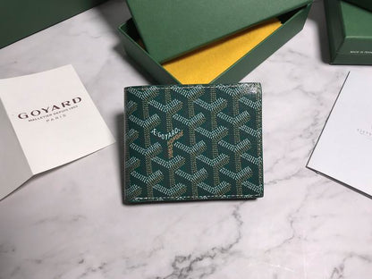 Cartera Goyard de Cuero Premium Color Verde Clásico