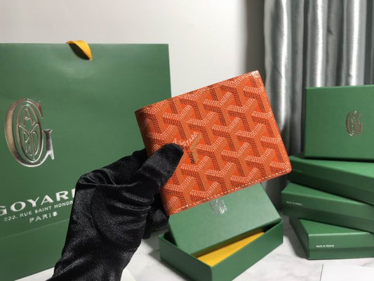 Cartera Goyard de Cuero Premium Color Naranja