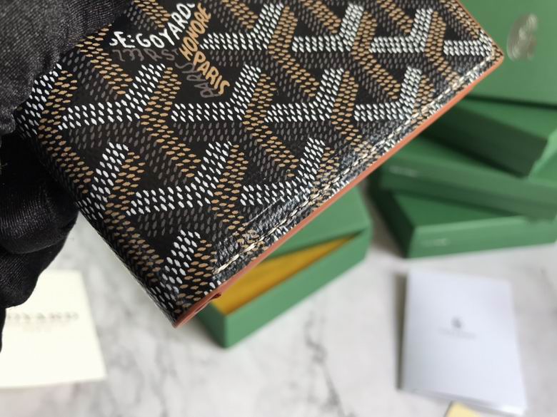 Cartera Goyard de Cuero Premium Color Negro con detalles en Amarillo