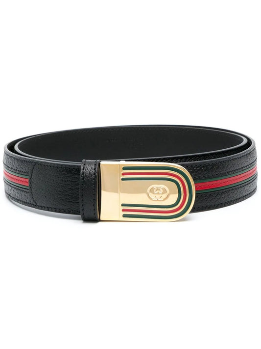 Gucci cinturón con hebilla y placa del logo