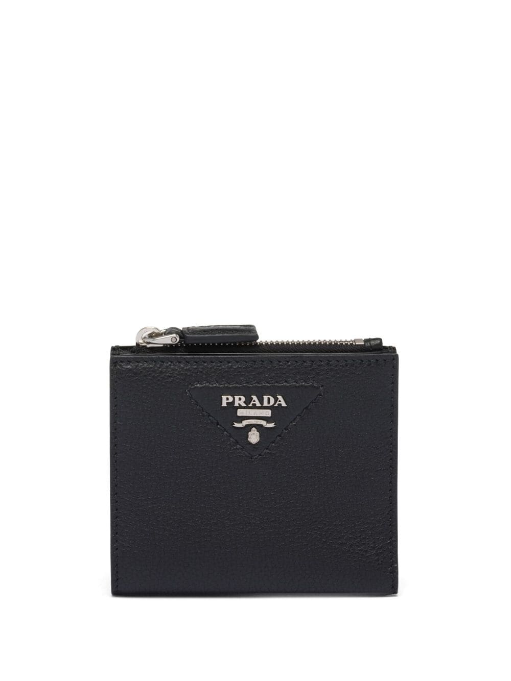 Prada cartera plegable con placa del logo