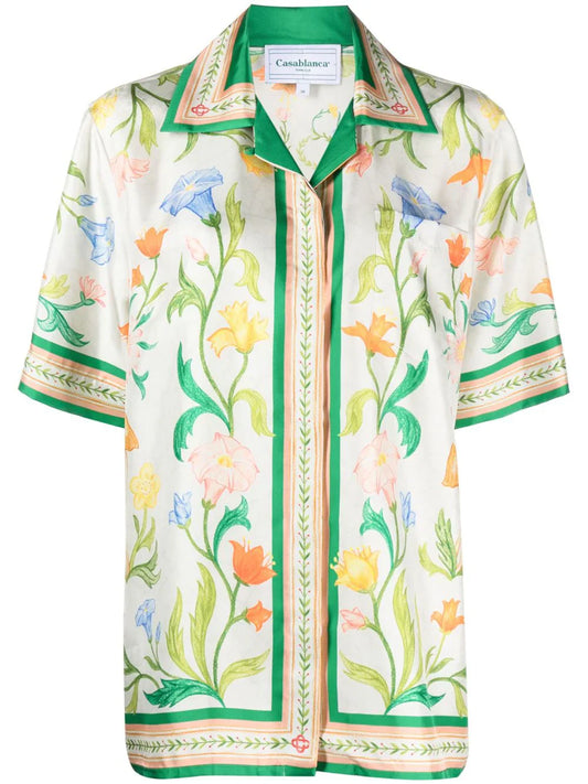 Casablanca camisa de seda L'Arche Fleurie Mujer