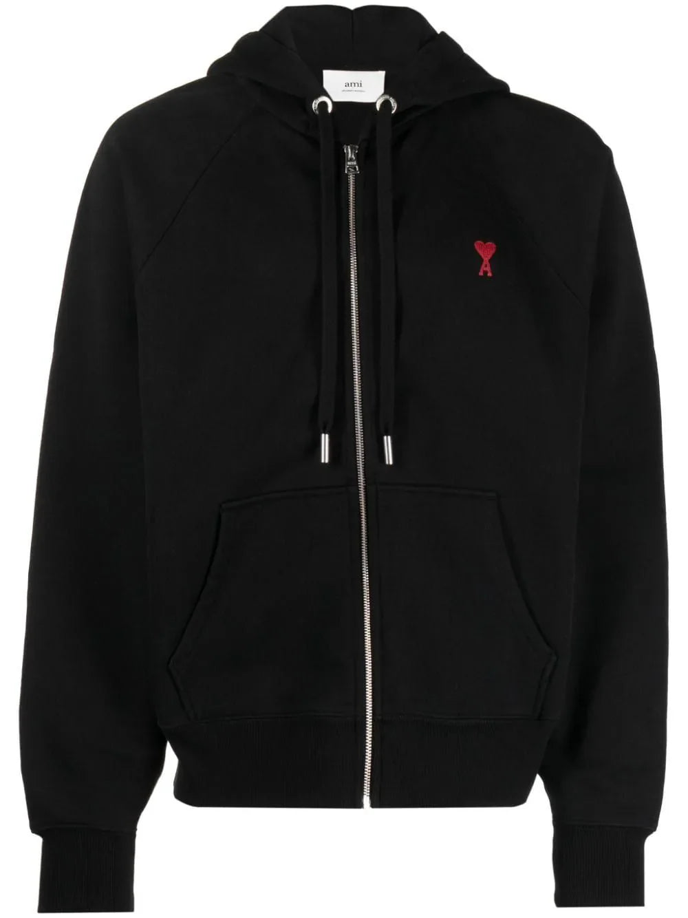 AMI Paris hoodie con logo bordado y cierre