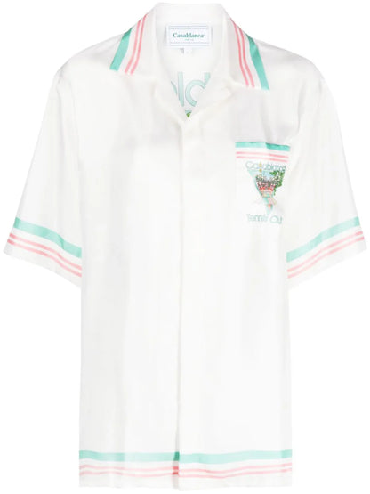 Casablanca camisa de seda Paix Et Amour Tennis Club