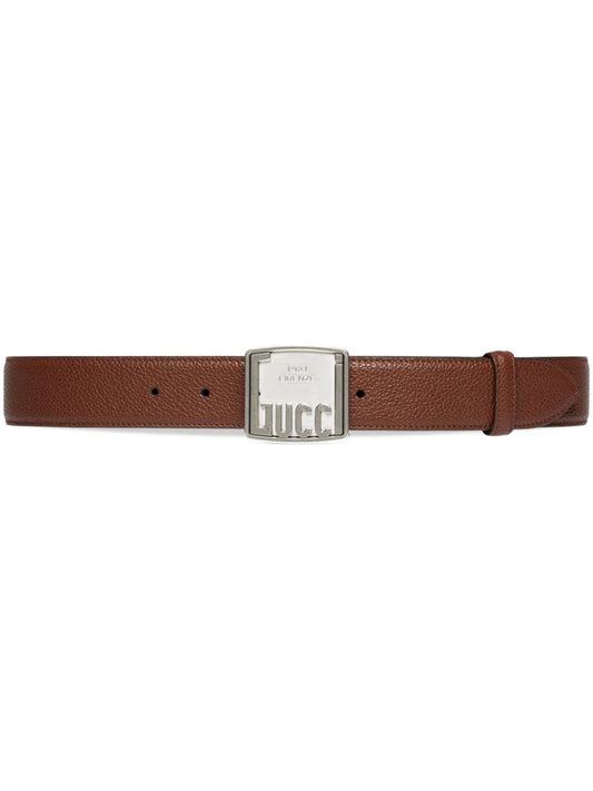 Gucci cinturón con placa del logo