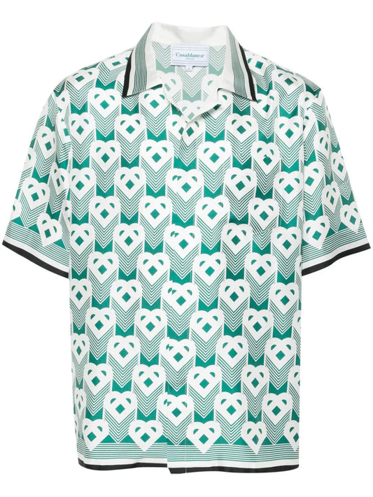 Casablanca camisa de seda Heart Monogram Mujer