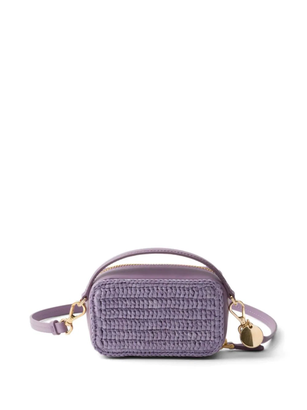 Prada cartera de crochet con placa del logo