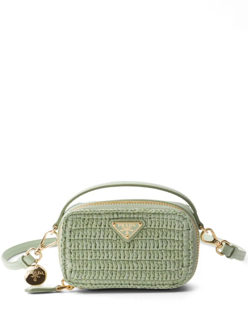 Prada cartera de crochet con placa del logo