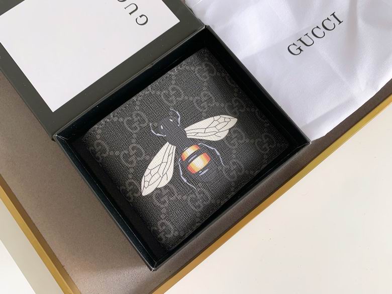 Gucci Premium Leather Bee Wallet Black