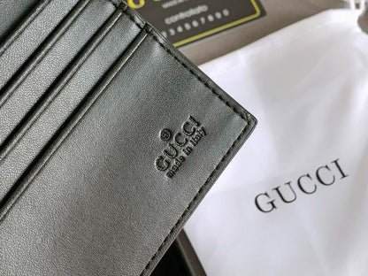 Gucci Premium Leather Bee Wallet Black