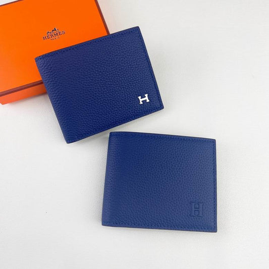 Cartera Hermes de Cuero Premium Color Azul Marino