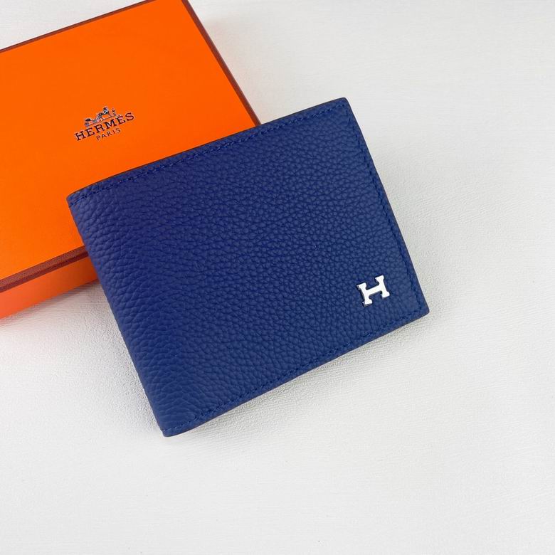 Cartera Hermes de Cuero Premium Color Azul Marino