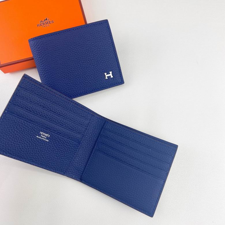 Cartera Hermes de Cuero Premium Color Azul Marino