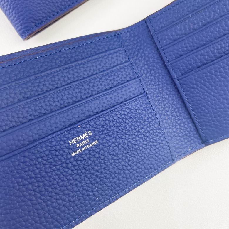 Cartera Hermes de Cuero Premium Color Azul Marino