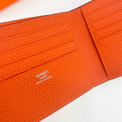 Cartera Hermes de Cuero Premium Color Naranja