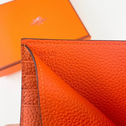 Cartera Hermes de Cuero Premium Color Naranja