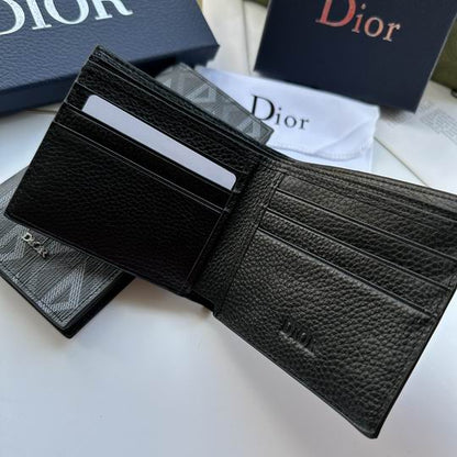 Christian Dior Premium Leather Wallet Black/Grey