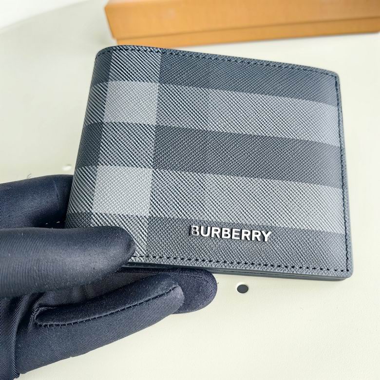 Cartera Burberry de Cuero Premium Color Gris/Negro